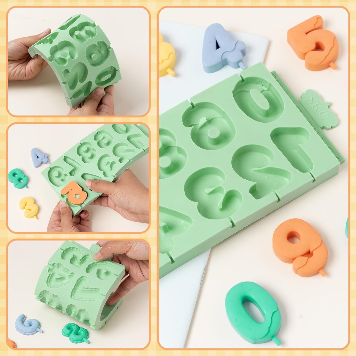 KALAIEN Number Silicone Mold, 2 Pack 3D Chocolate Molds Silicone Number 0-9, Number Cake Molds for Chocolate Fondant Polymer Clay, XNJ2613