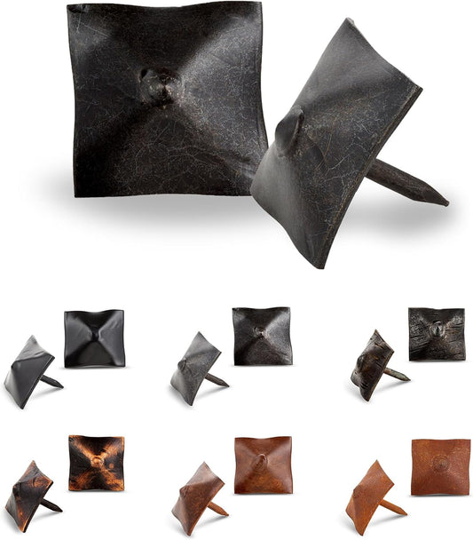 25 Pack 1" Square Head Iron Clavos Decorative Nails – Sealed Unfinished – Handmade Rustic Square Fasteners for Farmhouse Shutters, Barn Doors, Shutters, and Gates – Ornamental Wood Accent