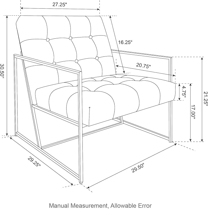 Glitzhome Mid Century Modern Accent Chair, Modern Living Room Chairs - Image 2