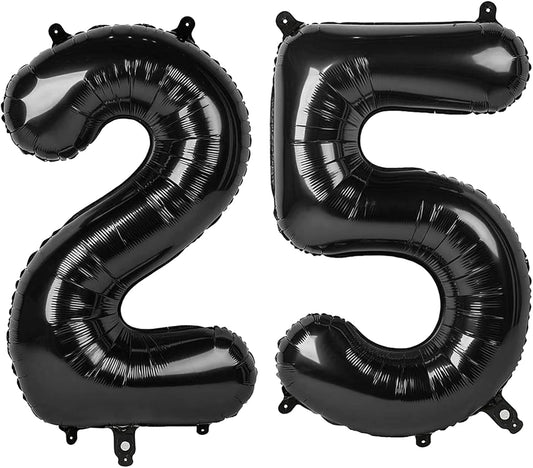 Black Number 25 Balloon, 40 Inch, Birthday Party Decorations, Anniversary & Graduation Supplies