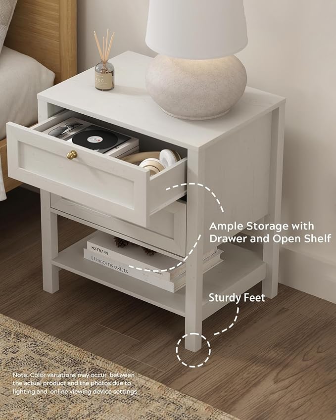 EYYTHUNG Farmhouse Nightstand Set of 2, Wooden Farmhouse Floor Night Stand - Image 4