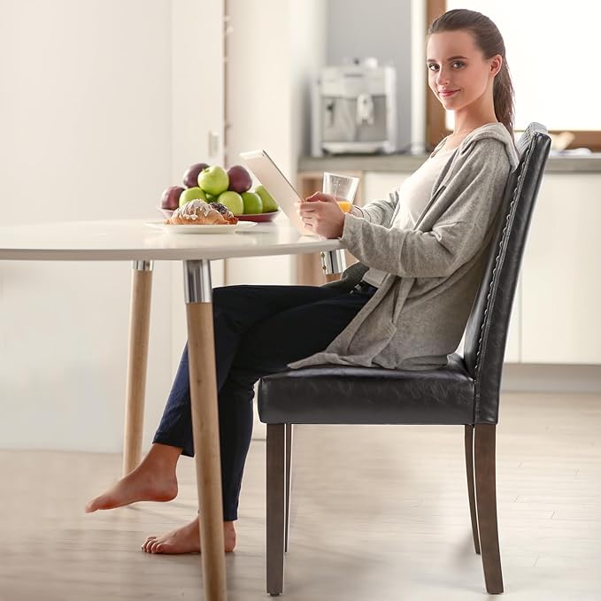 DUMOS Dining Chairs Set of 6, Moden PU Leather Kitchen Table Chairs - Image 6