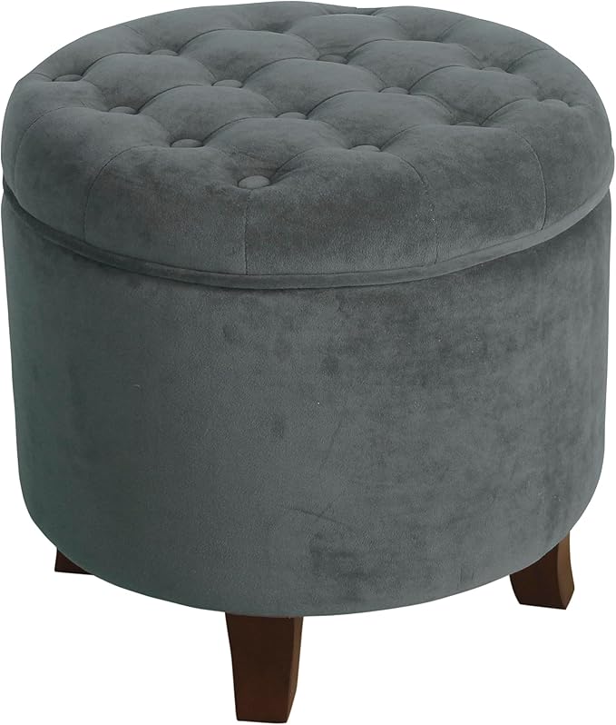 Homepop Home Decor | Upholstered Round Velvet Tufted Foot Rest Ottoman | Ottoman - Image 10