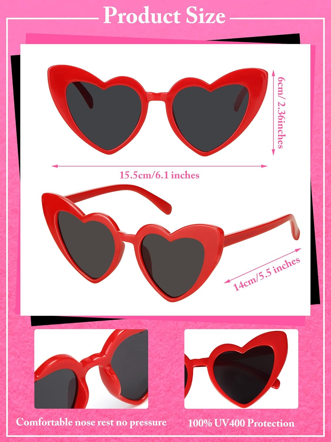 Flutesan 12 Pack Bachelorette Sunglasses Bride Bridesmaid Heart Shaped Sunglasses Women Eyeglasses for Party