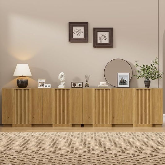 Brafab Buffet Cabinet, Wood Fluted Credenza by Brafab