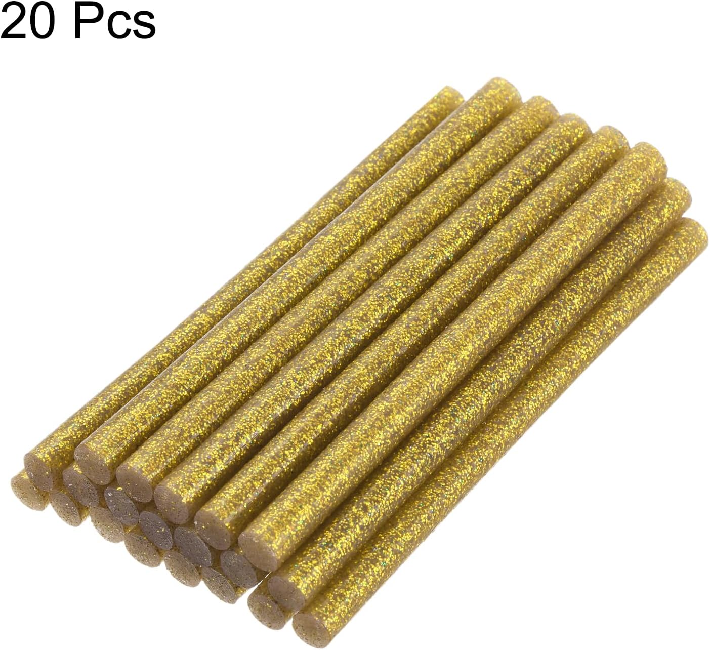 uxcell 20pcs Hot Glue Sticks for Glue Gun 11mm/0.43-inch x 8-inch Mini Hot Melt Adhesive Glue Stick Glitter Gold