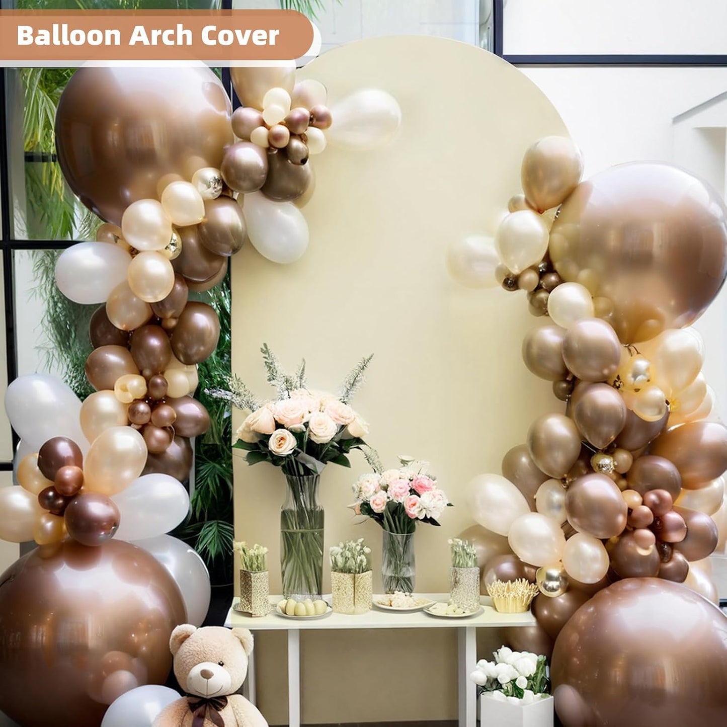 HEMMOTOP Light Beige Arch Backdrop Cover (No Arch Stand), 6 ft Spandex Arch Covers Stretchy Backdrop for Balloon Arches, Wedding, Birthday Party, Baby Shower, Banquet Arch Decoratio