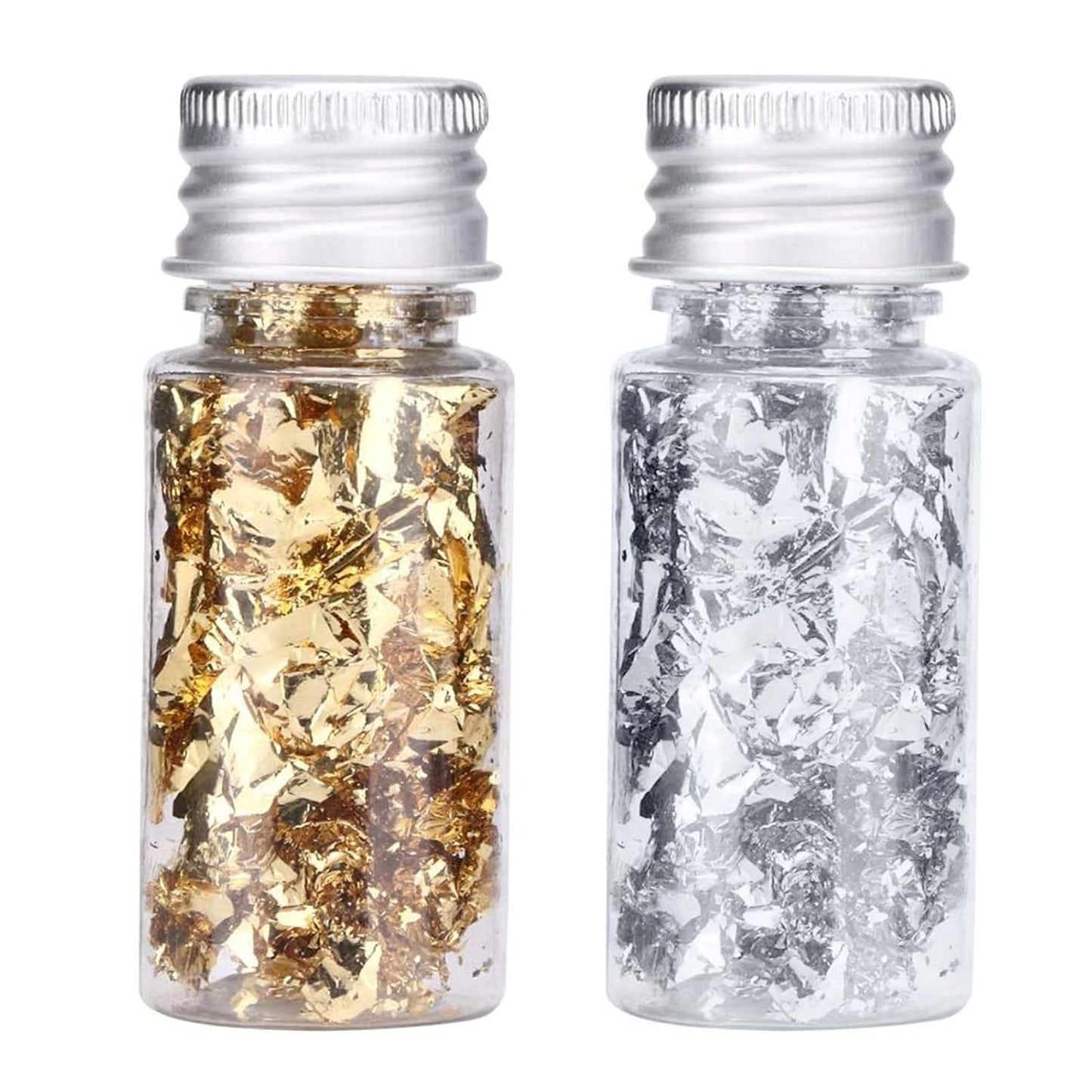 Edible Gold Leaf, Gold Leaf Cake Decoration Gold Flakes Food Gold Foil Decoration Baking Gold Foil Decor Chocolates Decor Gold Leaf Sheets for Cooking Dessert Decoration Crafts Makeup (Gold and Silver)