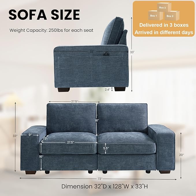 TEKAMON 73" Modular Sofa Couch - Image 2