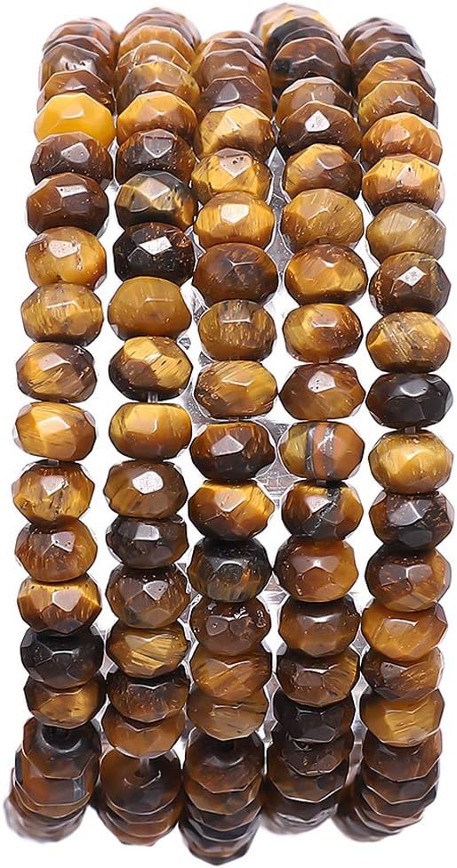Faceted Natural Yellow Tiger Eye Stone Rondelle 4x6mm Loose Semi Gemstone Beads for Jewelry Making 38cm