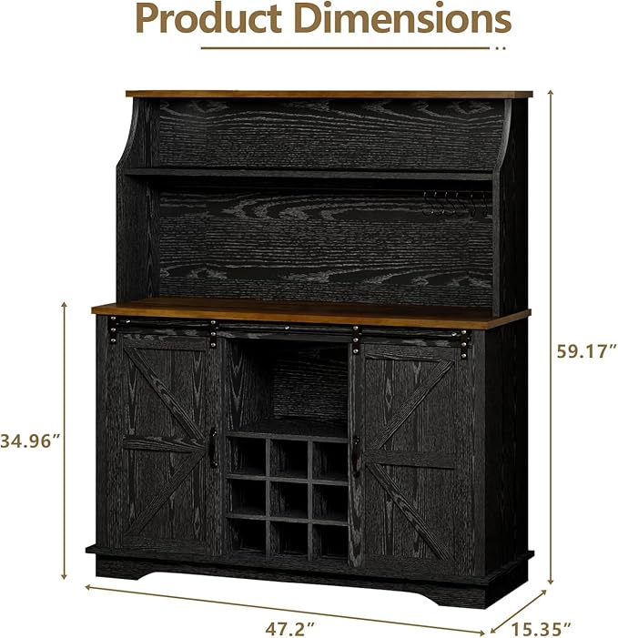 REVOMINCA 47 Inch Farmhouse Coffee Bar Cabinet - Image 2