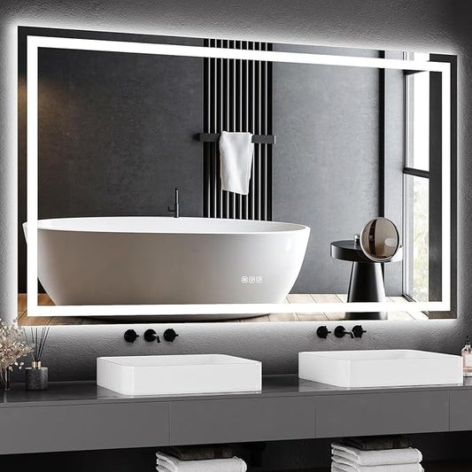 60 x 36 Inch Smart LED Bathroom Mirror，Dimmable Front + Backlit Illumination by Unknown