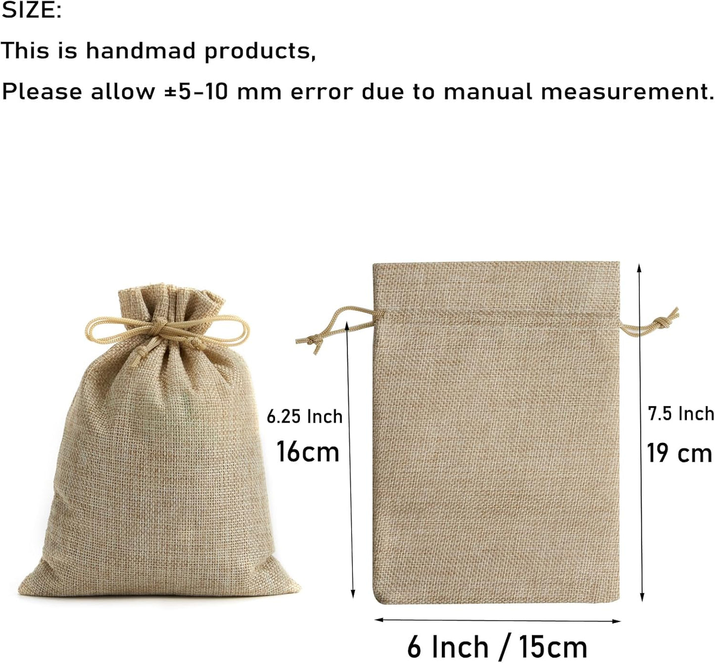 Tendwarm 20 Pcs 5.9x7.8 Inch Burlap Gift Bags with Drawstring Linen Jewelry Bag for Wedding Party Favors