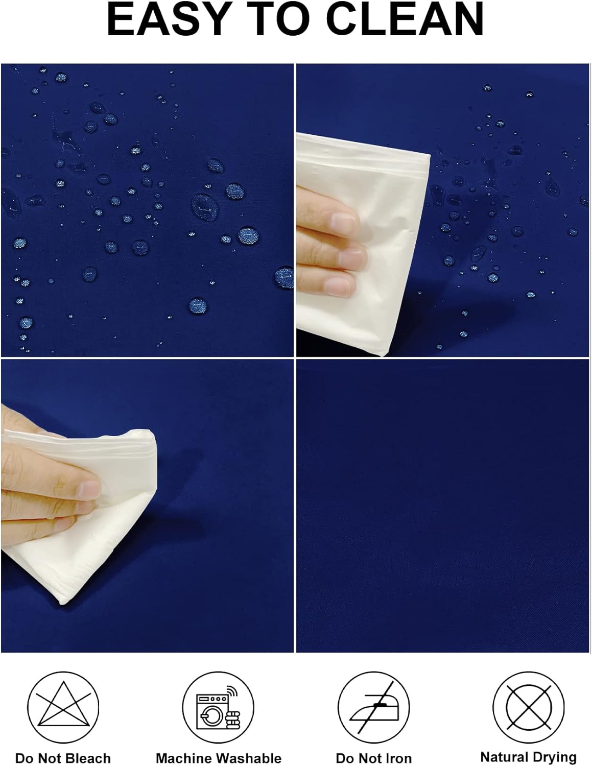 Fokitut 2 Pack Waterproof Square Tablecloth, 52x52 Inch, Stain Resistant and Wrinkle Polyester Table Cloth, Fabric Table Cover for Kitchen Dining, Wedding, Party, Holiday Dinner-Royal Blue