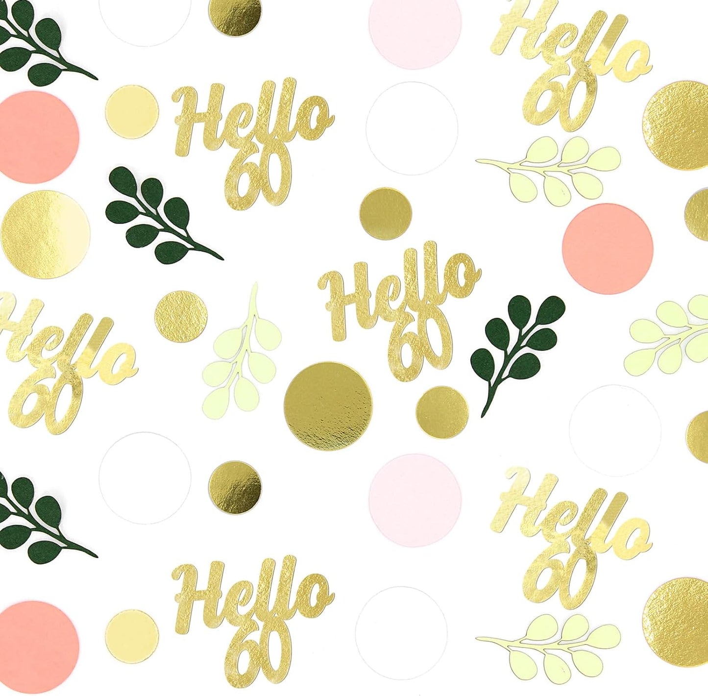 300PC 60TH Birthday Confetti for Table Pink and Sage Green Happy 60TH Birthday Decorations for Woman Dots Hello 60 Confetti Scatters Sixty Party Decor Supplies