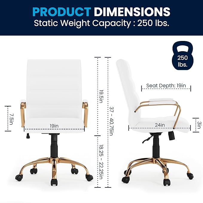 Flash Furniture Whitney Mid-Back Swivel LeatherSoft Desk Chair - Image 3