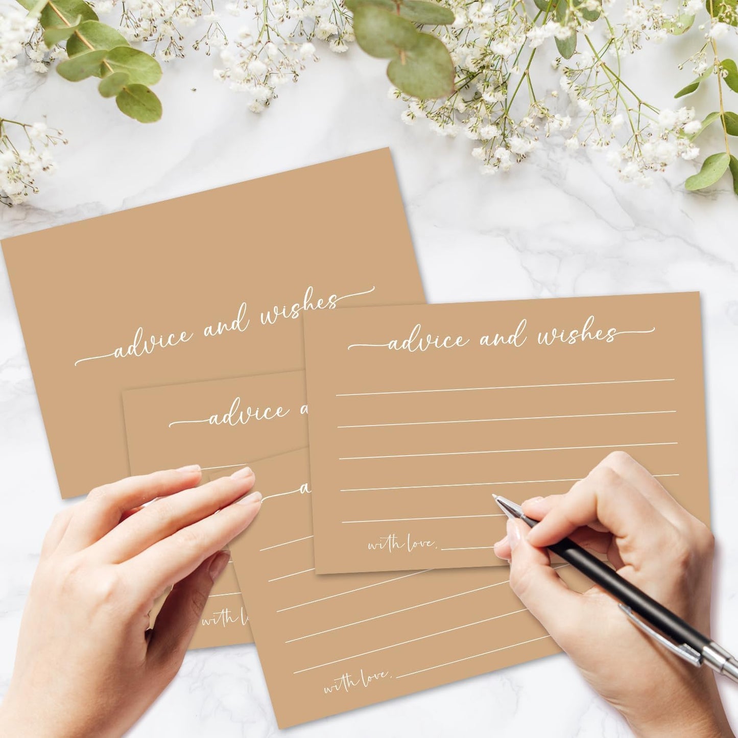 Brown Advice and Wishes Card, Advice Cards for The Bride and Groom, Bridal Shower,Wedding or Baby Shower, Birthday, Graduation, Retirement, Guestbook - 25 Cards -05