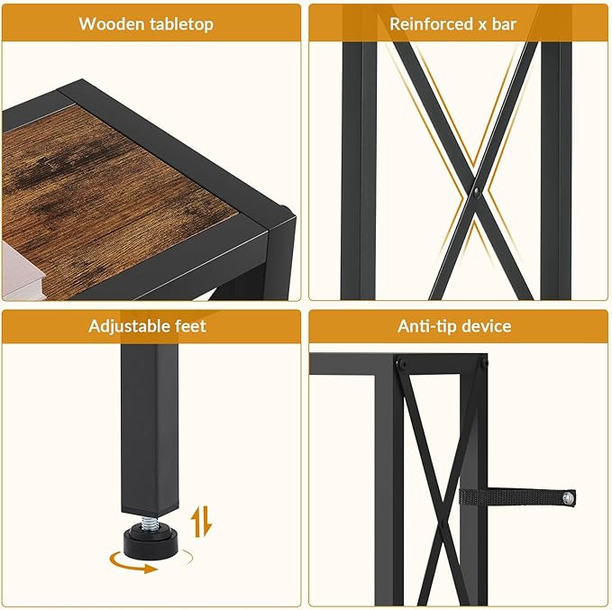 Gewudraw Console Table with Oulets and USB Ports, 55.1" Sofa Table Behind Couch - Image 7