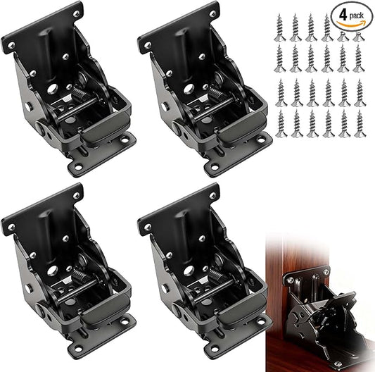 4 Pack Folding Brackets 0°-90°-180°, Heavy-Duty Self-Lock Hinge by LDZJHTYY