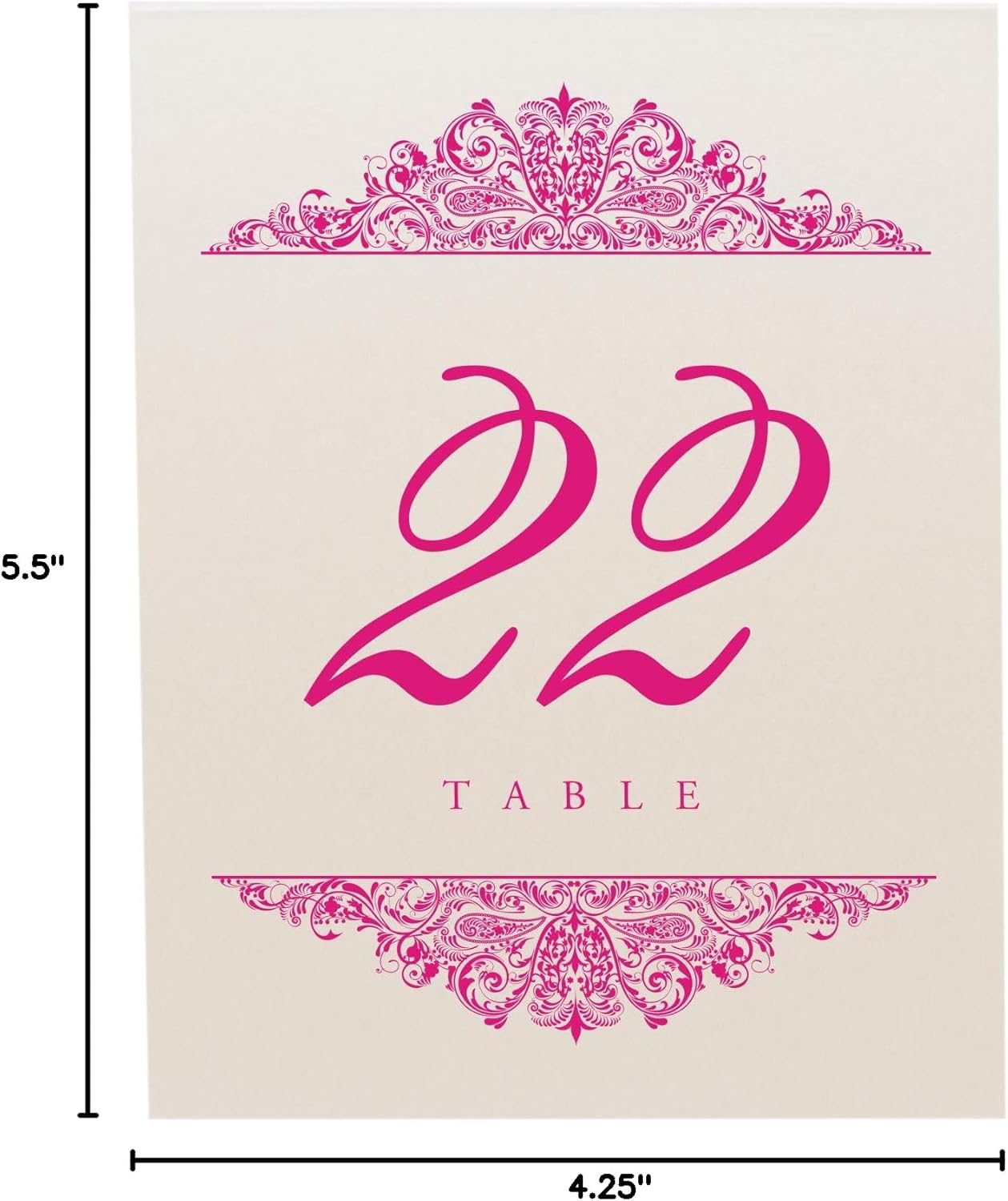 Paisley Wedding Table Numbers (Select Color/Quantity), Champagne, Fuschia, 1-65, Double Sided, Tent or Use in a Stand, Great for Parties & Restaurants - Made in the USA