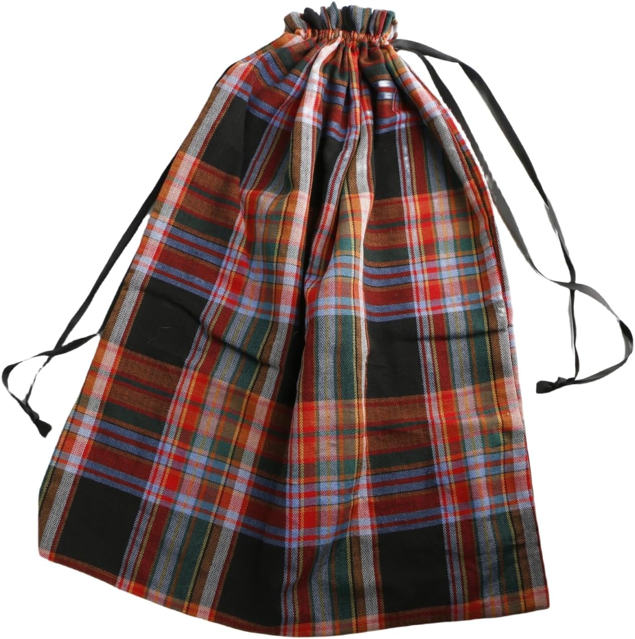Meseey Large Christmas Gift Bags with Drawstrings Red Green Buffalo Plaid Reusable Sacks Bags Brown Black Gingham Pouch Bag for Thanksgiving Party Gift Wrapping(3 color, 15x20 Inch)