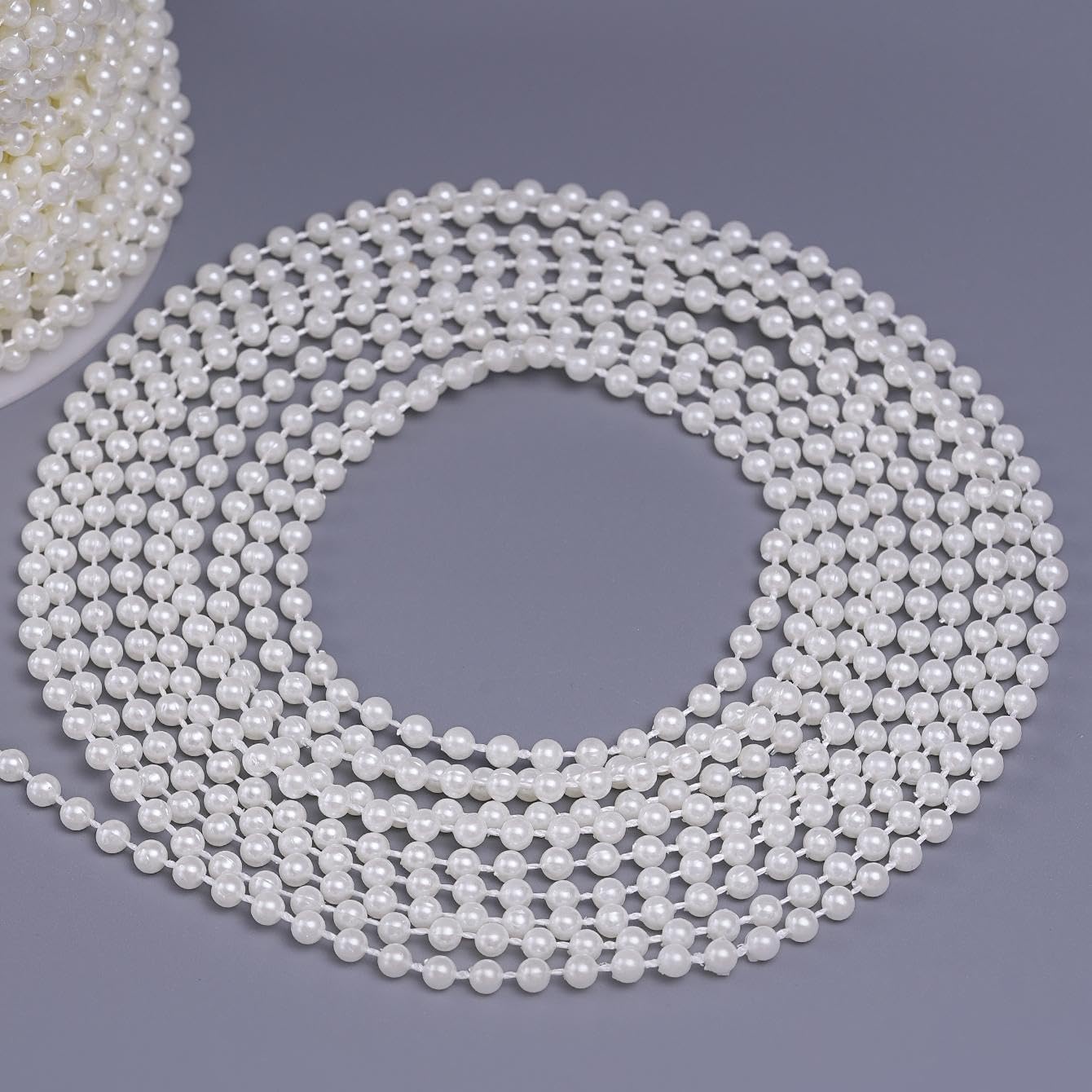 44 Yards/131 Feet Pearl Garland Craft String Pearls, Faux Pearl for Wedding Party Decoration, Christmas Tree Decorations and DIY Crafts (Ivory, 4 mm 131 Feet)