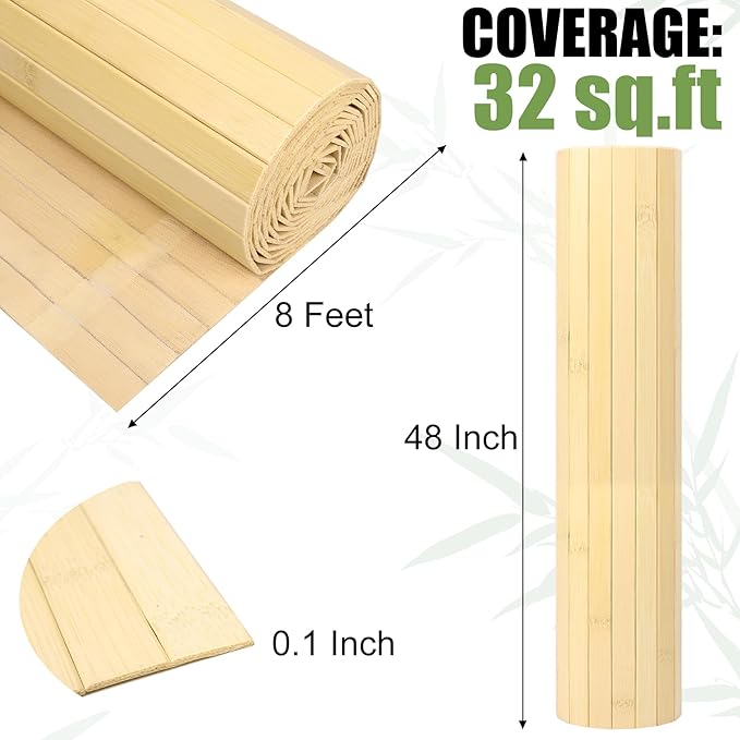 2 Pack Bamboo Wall Panel for Interior Wall Decor, Renewable Pole Wrap - Image 2