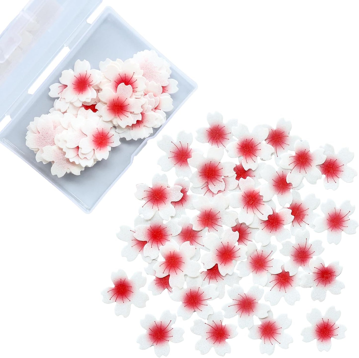 Ephlyn 100Pcs Edible Cherry Blossom Cupcake Toppers Edible Wafer Paper Flowers for Spring Bridal Engagement Baby Shower Birthday Party Cupcake Picks Anniversary Party Decorations Supplies