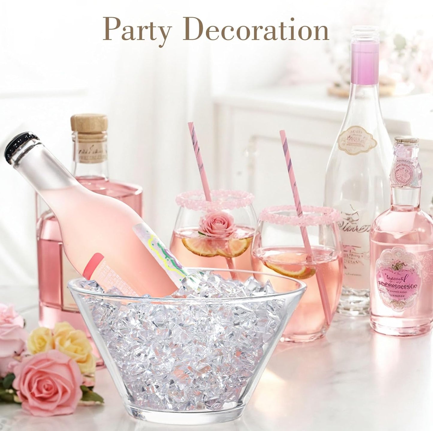 DomeStar 1000PCS Fake Ice, Acrylic Fake Diamonds Vase Filler Plastic Gems Clear Rocks for Vases Plastic Crystals Table Scatter Decor