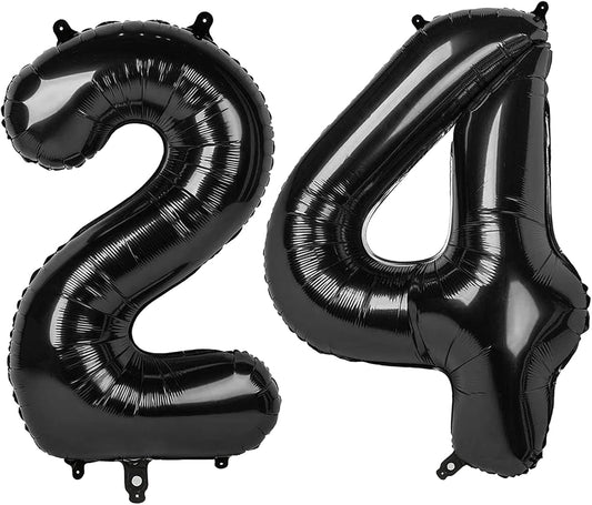 Black Number 24 Balloon, 40 Inch, Birthday Party Decorations, Anniversary & Graduation Supplies