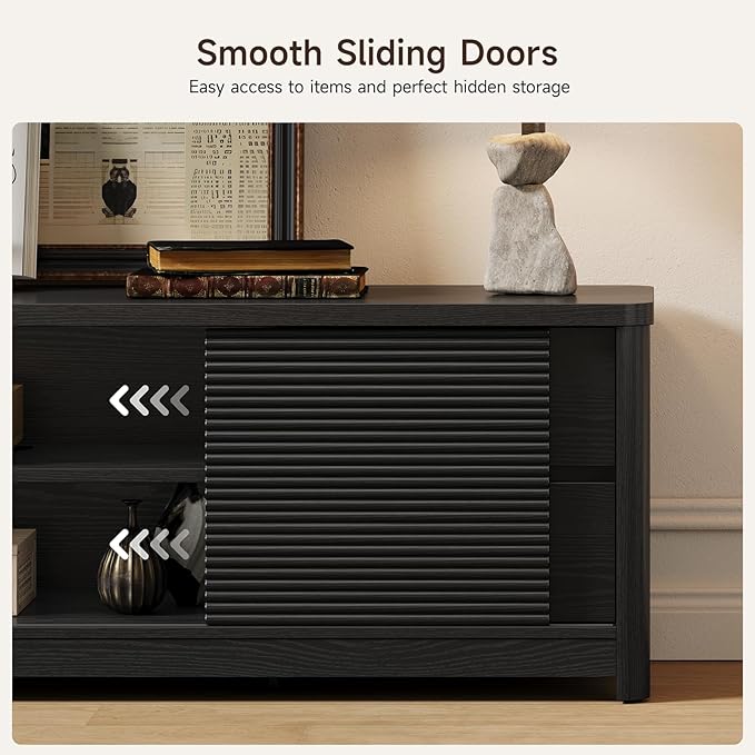 Fluted TV Stand for Living Room, Mid Century Modern Entertainment Center - Image 4