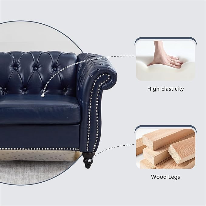 QHITTY 2 Piece Living Room Set, Chesterfield Sectional Sofa Chair Contemporary - Image 7