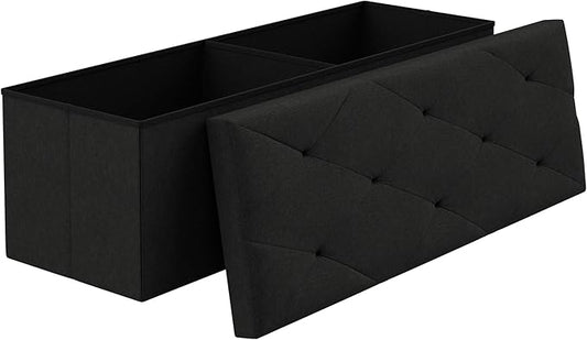 VECELO 43'' Folding Storage Ottoman Bench, Storage Chest, Linen Fabric Foot by VECELO