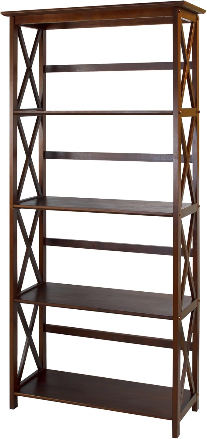 Montego 5-Shelf Bookcase-Walnut by CasualHome