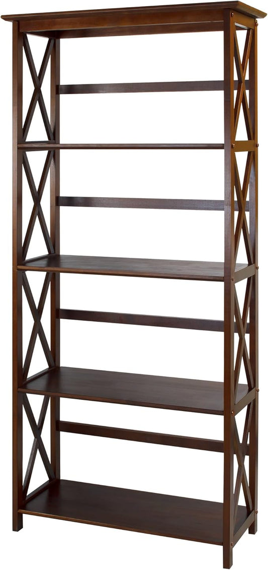 Montego 5-Shelf Bookcase-Walnut by CasualHome
