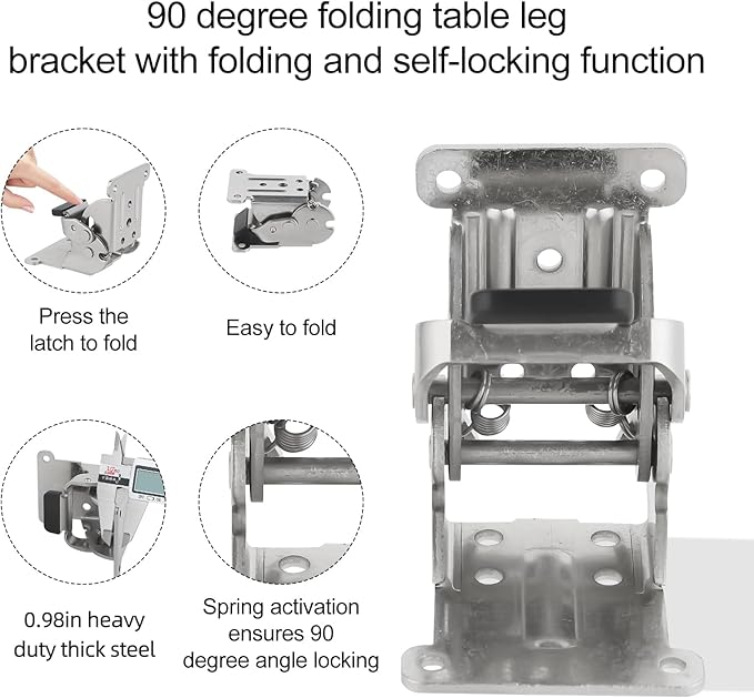Self Locking Hinges Furniture Table Legs Locking Brackets, 90 Degree Folding - Image 6