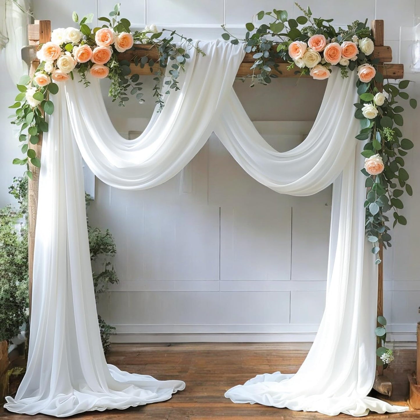 MDS Halloween Chiffon Draping Fabric - 1 Panel, 30" Wide x 30ft Long - Sheer Spooky Arbor & Canopy Drapery for Haunted House Backdrops, Party Ceilings, DIY Costumes & Themed Events - White