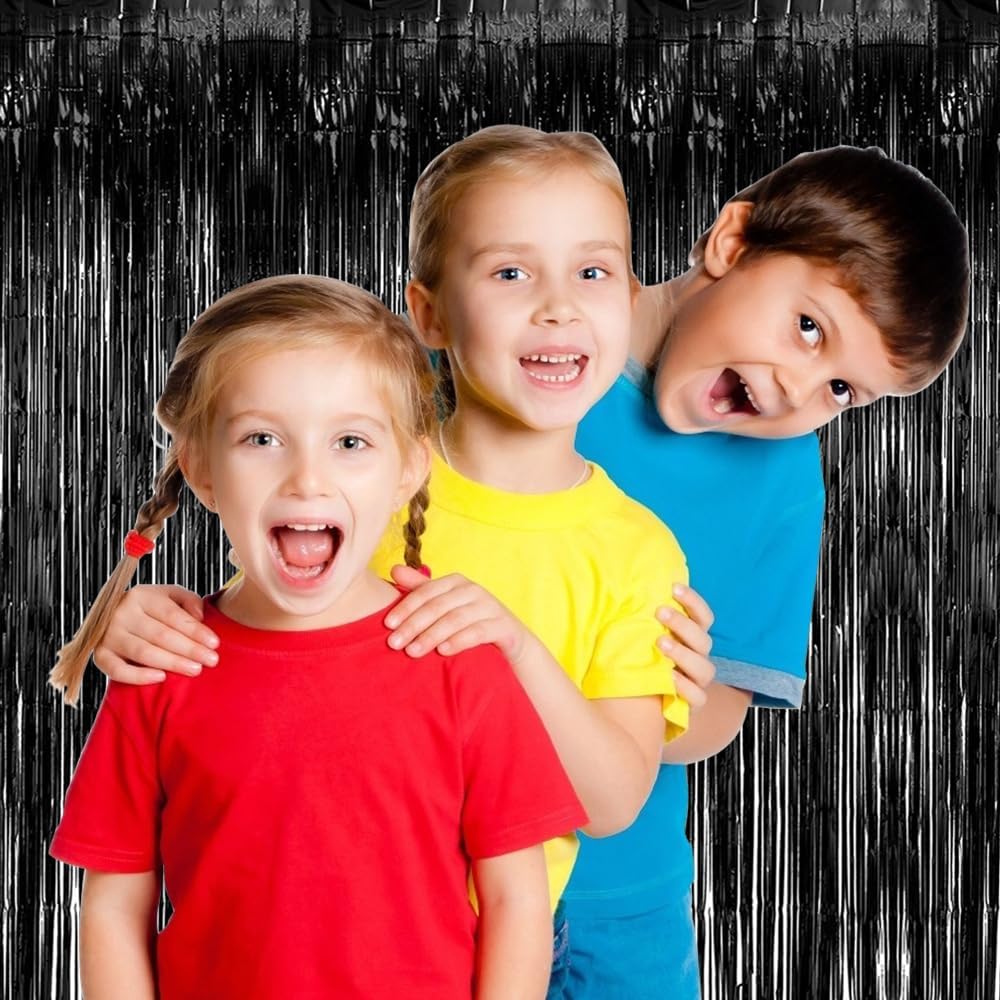 20 Pack Black Party Streamers Backdrop Tinsel Foil Fringe Curtains Halloween Party Decorations Birthday Wednesday Twilight Party Decorations Graduation Wizard Party Supplies