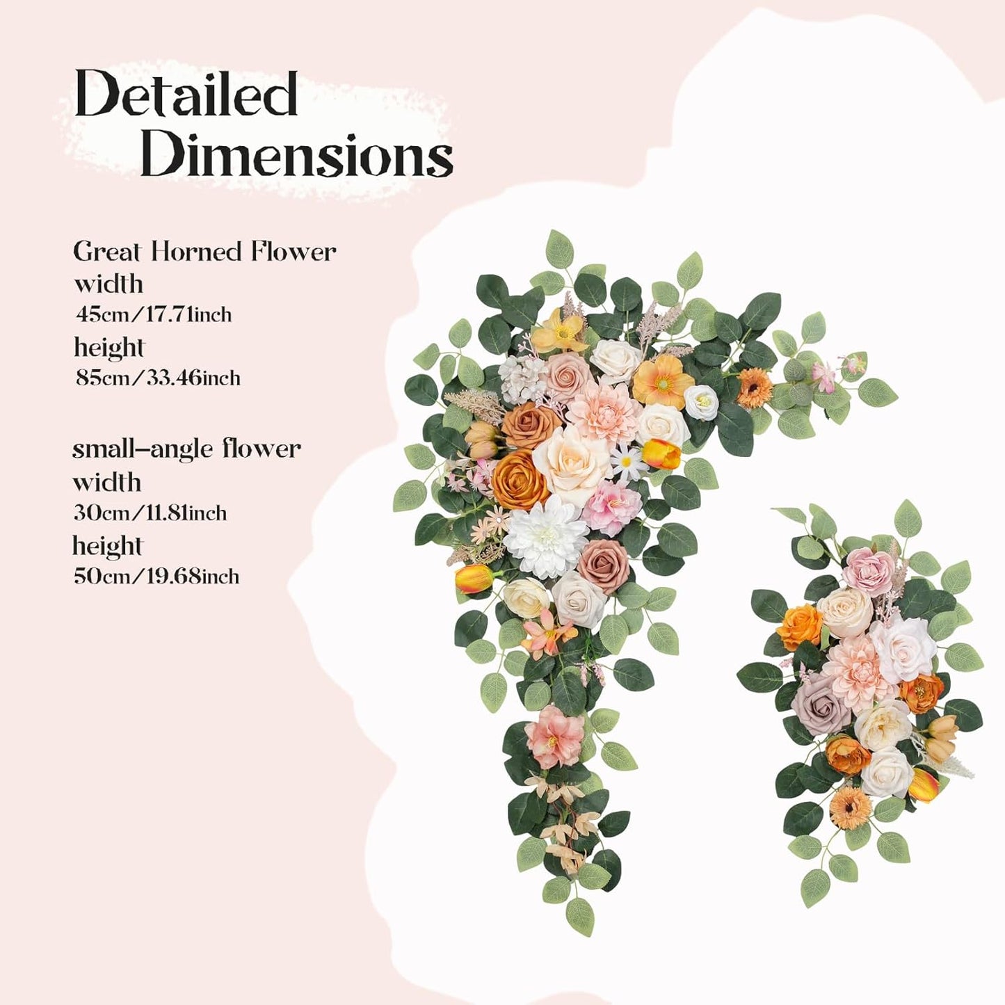 Wedding Arch Flowers Kit,Artificial Flower Arch Decor,2pcs Artificial Flower Arrangement for Wedding Decor Reception Backdrop Floral Decorations (Orange White)