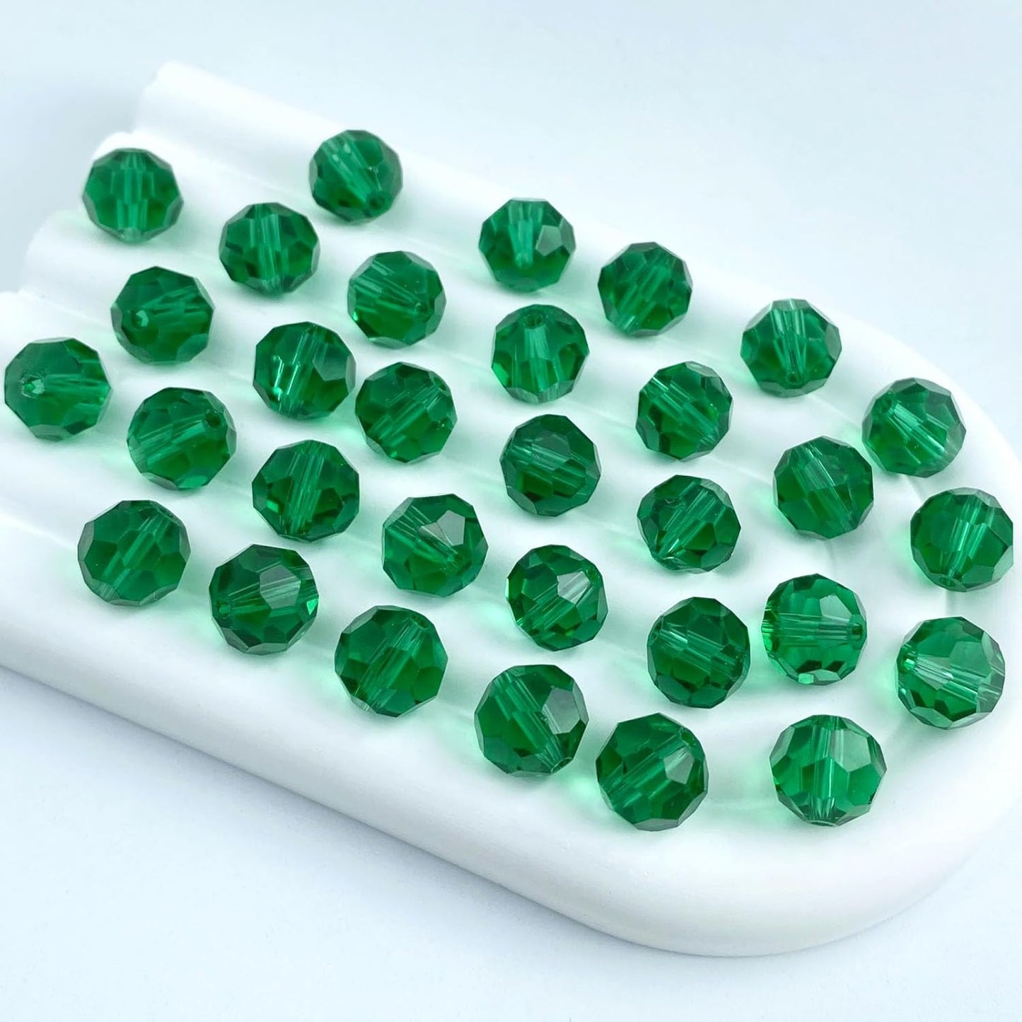 200 PCS 6mm Crystal Glass Beads Round Multiple Faceted Loose Spacer Glass Beads for DIY Handcrafte Bracelet Necklace Earring Jewelry Making(Malachite Green)