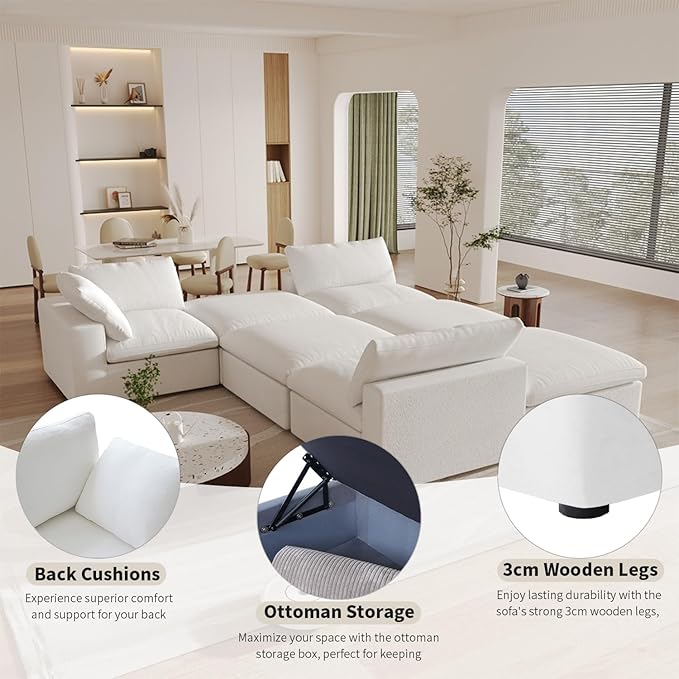 Cloud Couch Modular Sectional Sofa, 160.6" Down Filled Convertible Sectional - Image 4
