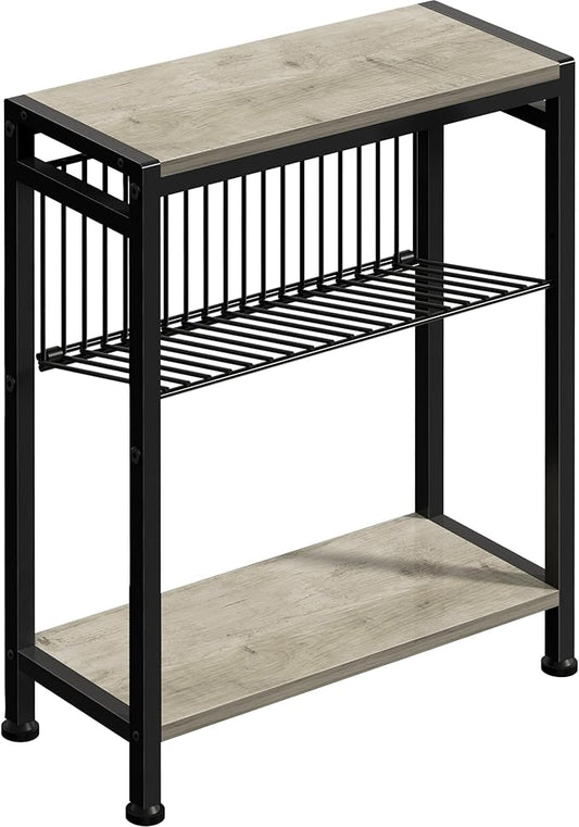 Small Side Table for Small Space, 3-Tier Narrow End Table by HOME