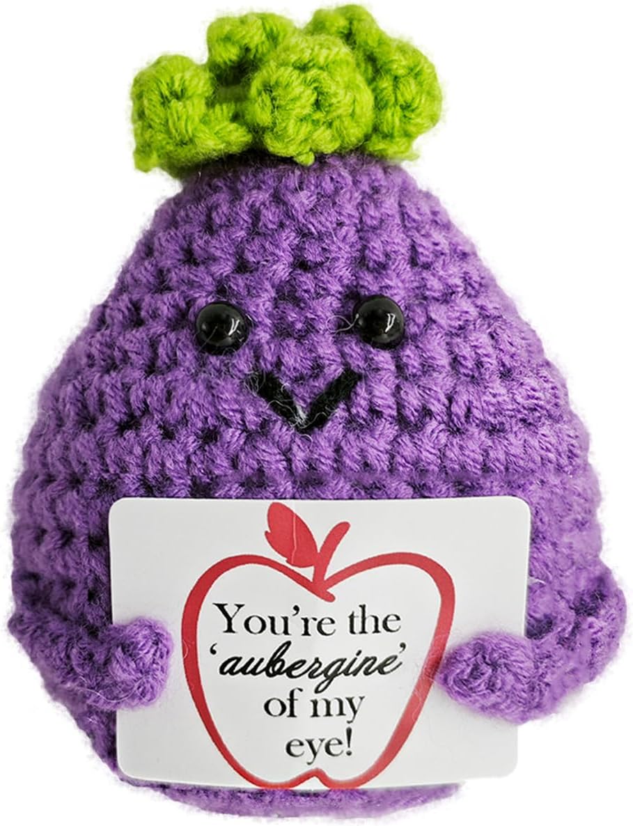 Emotional Support Crochet,Positive Crochet Eggplant-You're The Aubergine of My Eye,Handmade Crochets Eggplant Birthday Gift for Friend,Besties,Brother,Customized Graduation Gift,Funny Stuff