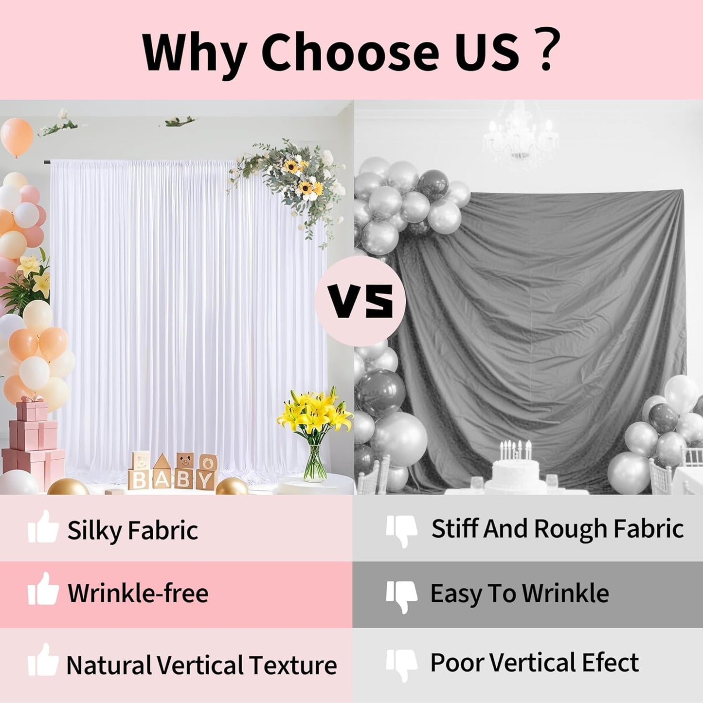 20x10ft Backdrop Curtains for Parties, 4 Panels 5x10ft Photography Backdrop Curtain with Rod Pocket,Backdrop Polyester Background Drapes,Wedding Backdrop Drapes for Birthday Baby Shower Home Decor