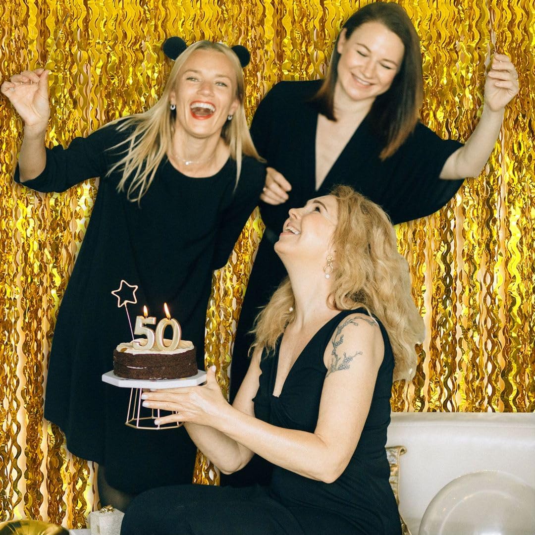 Gold Streamers Backdrop Curtains, Golden Birthday Party Decorations, Gold Wall Decor, Graduation Party Decorations, Bachelorette Parties Favor, Anniversary Decor, New Years Eve Party Supplies 2025