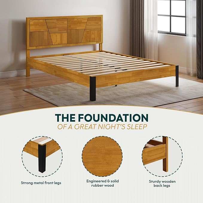 Bme Trapeze Queen Bed Frame – Modern Solid Wood Bed - Image 3