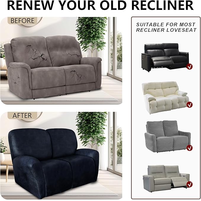 ANARACHON Loveseat Recliner Cover Leather Look Recliner Loveseat Covers - Image 6