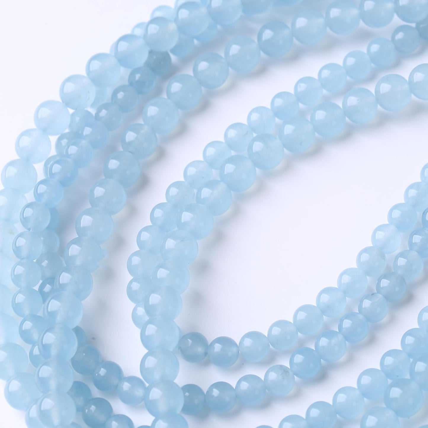 Ice Blue Chalcedony Stone Beads Gemstone Round Crystal Energy Jade Beads Stone Beads for Jewelry Making DIY Bracelet Necklace Jewelry Making 1 Strand 15.5inch 31PCS 12MM