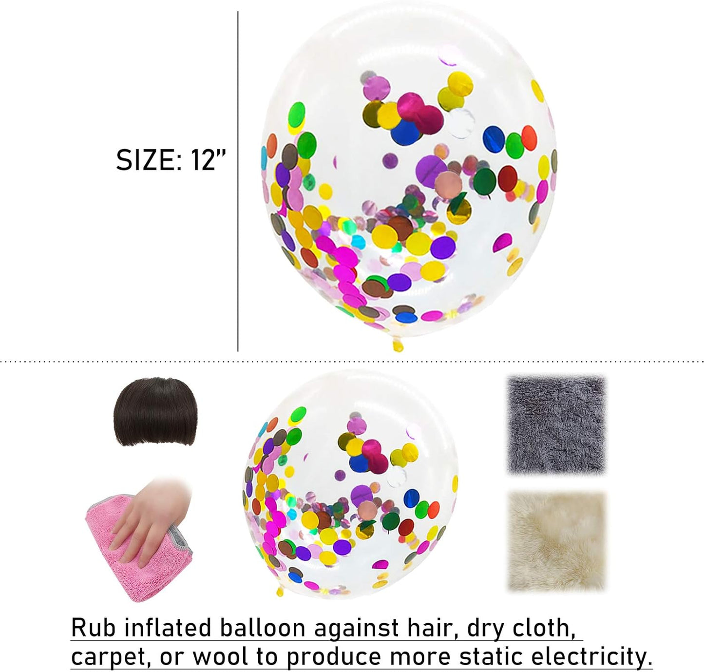 Rainbow Confetti Balloons, 25 Pcs Thickened 12 Inch Clear Latex Balloon with Colorful Confetti Inside for Graduation Engagement Bridal Shower Party Baby Shower Birthday Party Decorations Supplies