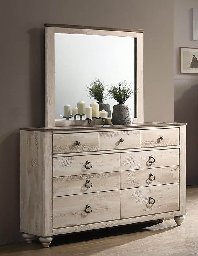 Roundhill Furniture Imerland Contemporary White-wash Finished 5-Piece Sleigh - Image 7